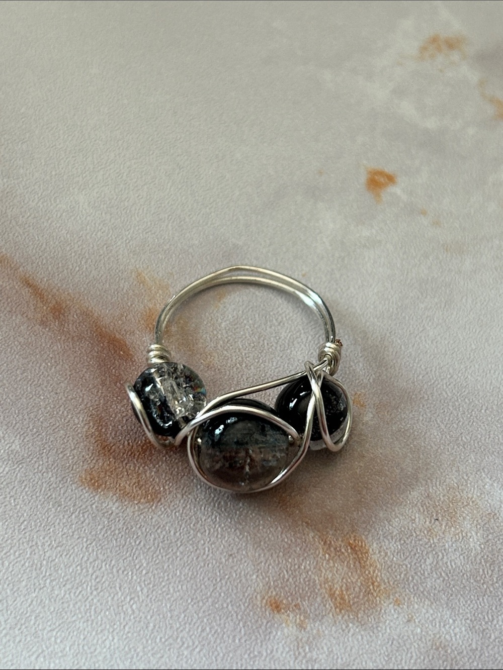 Glass Beaded Wrapped Ring size 9